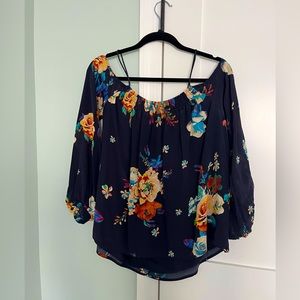 Anthropologie Tallie Open-Shoulder Silk Top by Maeve